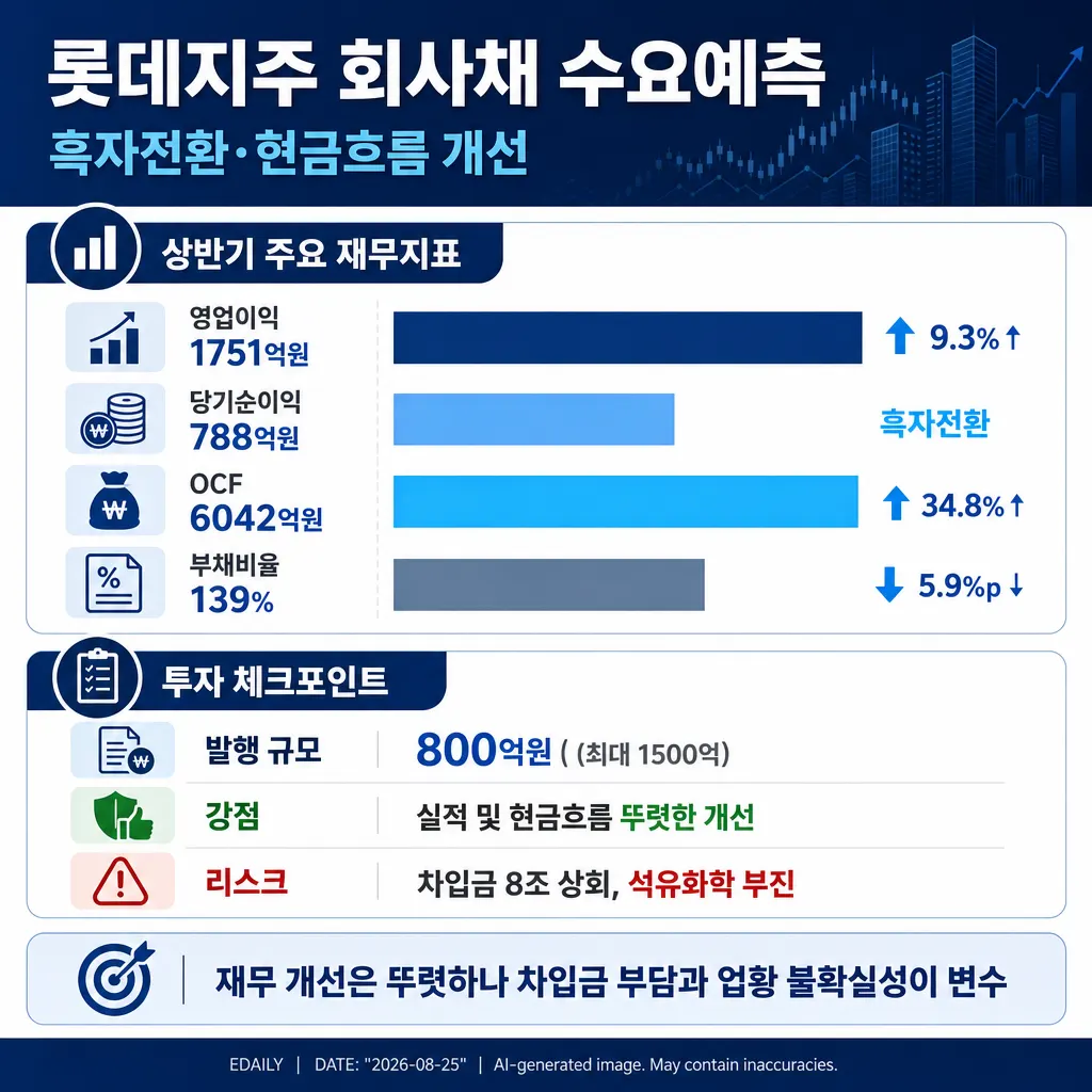 롯데지주, 올해 상반기 흑자전환으로 자금 조달 청신호