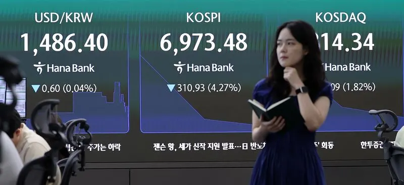 코스피, 삼성전자·SK하이닉스 급락에 5%대 하락
