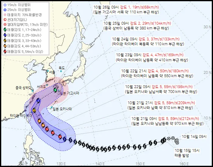제30호 태풍 '참피', 최대풍속 초속 59m로 북상 중