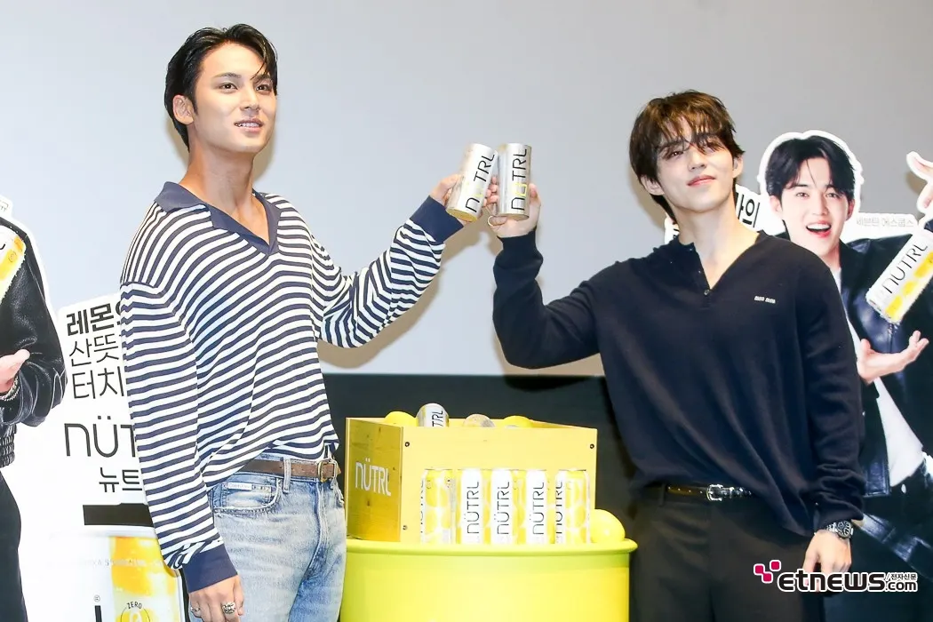 세븐틴 민규-에스쿱스, 보드카 하이볼 출시 기념 뷰잉 파티 참석