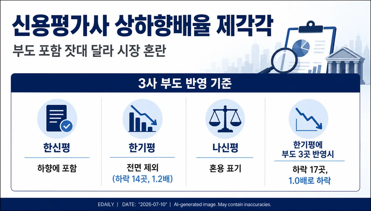 금감원 신평사 상하향배율 기준 문제