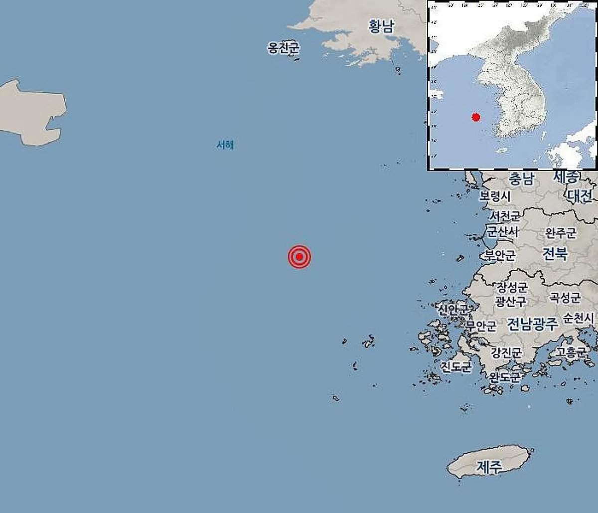 신안 흑산도 인근 해역에서 규모 2.2 및 2.9 지진 발생